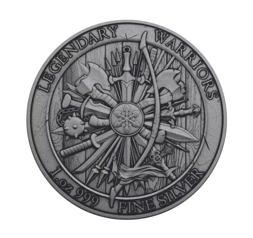Miyamoto Musashi Legendary Warriors 1 oz Silber Antik Finish koloriert 2026 Antik Farbe