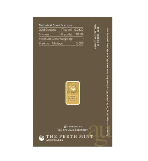 Goldbarren 999 Gold - 1 Gramm Dune im Blister - Perth Mint**
