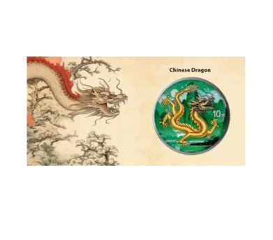China Drache Dragon Silbermünze 1 oz 999 Farbe Silber BU 2026