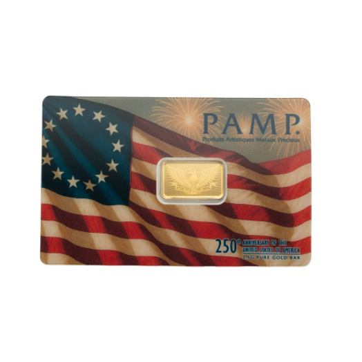 Goldbarren 2,5 Gramm - PAMP 250th Anniversary of United States - Vintage - Adler