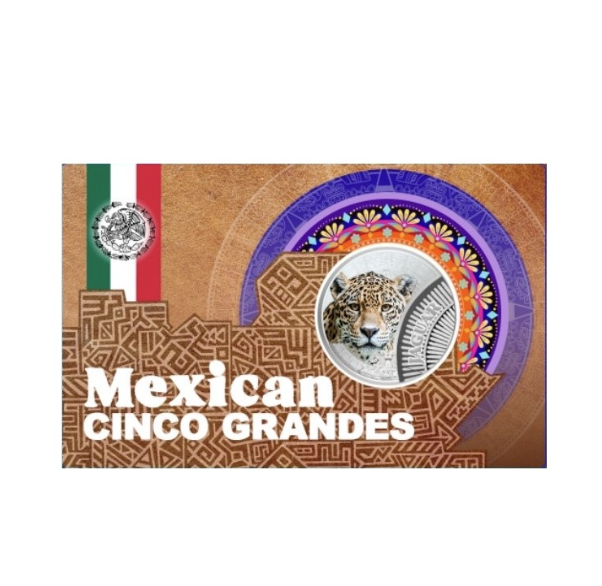 Mexican Cinco Grandes Jaguar Ag999 1/4 oz Silbermünze in Coincard