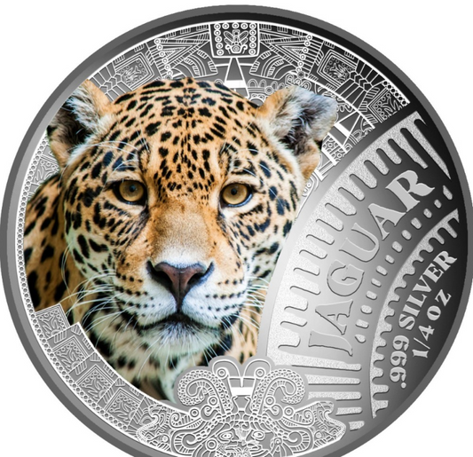 Cinco Grandes Jaguar Ag999 1/4 oz Silbermünze in Coincard Cameroon 2026 Mexico***