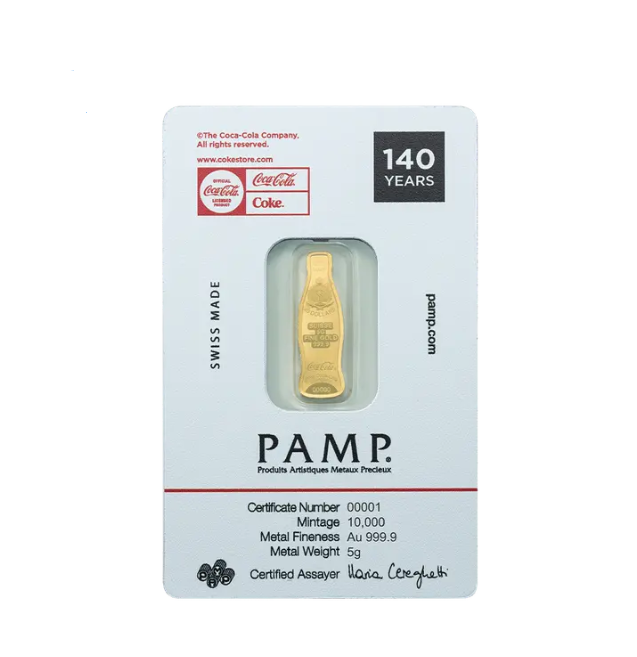 PAMP 5 Gramm Goldbarren - Coca-Cola® 140. Jahrestag