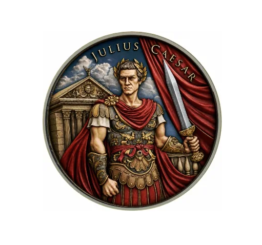 Julius Caesar Legendary Warriors 2 Silber 1 oz in Antikfarbe Vollfarbig