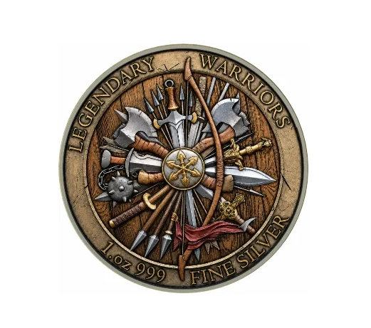 Legendary Warriors 2 Silber 1 oz in Antikfarbe Vollfarbig