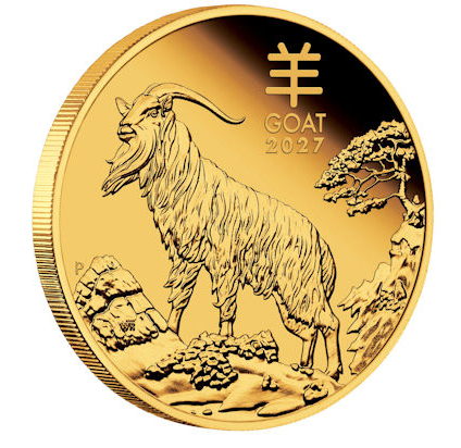 Lunar 3 Ziege 2027 - Goldmünze 1/10 oz PP