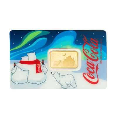 PAMP 5 Gramm Goldbarren - Festlicher Coca-Cola-Eisbär 3 Au999**