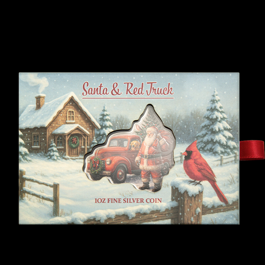 Pamp Silber 1 oz Santa & Red Truck 2026 - Reverse Proof Farbe - Weihnachten
