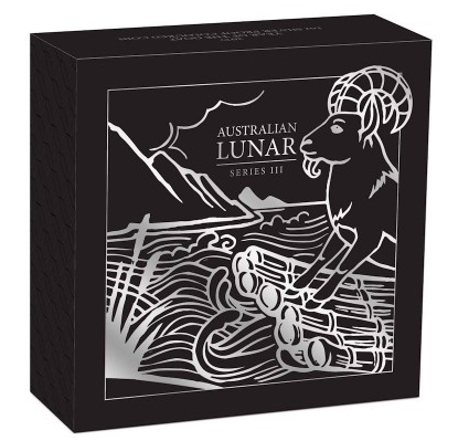 Australien -  Lunar 3 Ziege 2027 - 1 Oz Silber PP Color Farbe