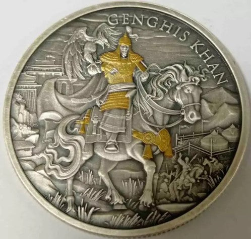 Genghis Khan Legendary Warriors 1 oz Silber Antik vergoldet