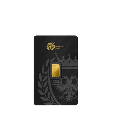 Goldbarren 1 Gramm Germania Mint im Safepack**