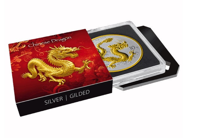 China Drache Dragon Silbermünze 1 oz 999 Gilded Silber BU 2025