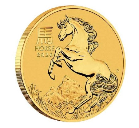 Lunar 3 Pferd Horse 2026 Goldmünze 1/10 oz Perth Mint