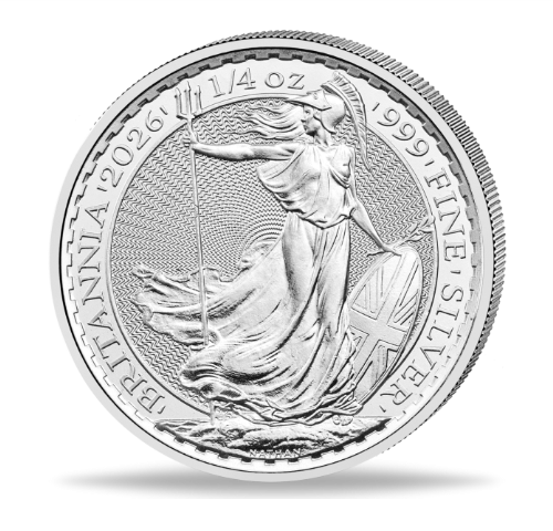 19 x Britannia 2026 Charles Silbermünze 1/4 oz in der Tube - Royal Mint