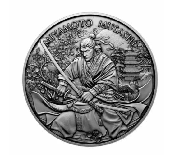 Miyamoto Musashi Legendary Warriors 1 oz Silber Antik Finish 2025