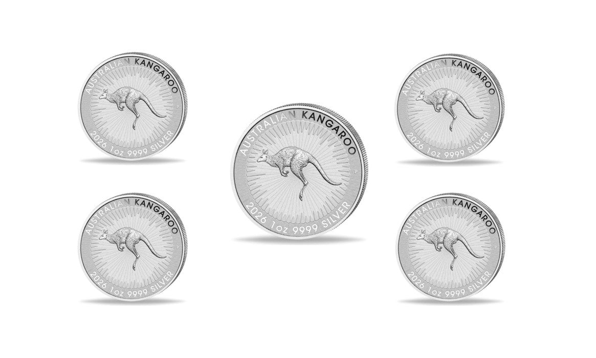 5 x Australien Känguru 2026 - 1 Oz Silber - Perth Mint *