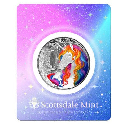 Silbermünze 1 oz (Unicorn) Einhorn Blossom 2025 Ag999 1 Oz Silber Farbe