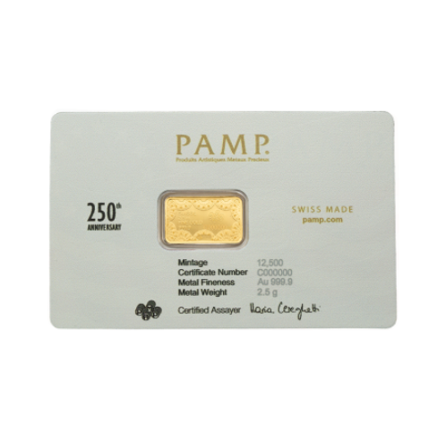 Goldbarren 2,5 Gramm - PAMP 250th Anniversary of United States - Vintage - Adler