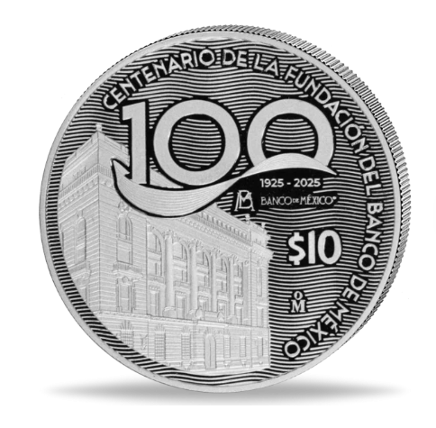 Silbermünze 2 oz PP Banko de Mexico 100 jähriges Jubiläum  2025