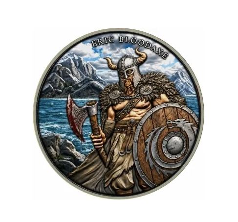 Eric Bloodaxe Legendary Warriors 2 Silber 1 oz in Antikfarbe Vollfarbig