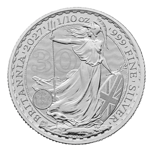16 x Britannia 2027 Charles Silbermünze 1/10 oz in der Tube - Jubiläum