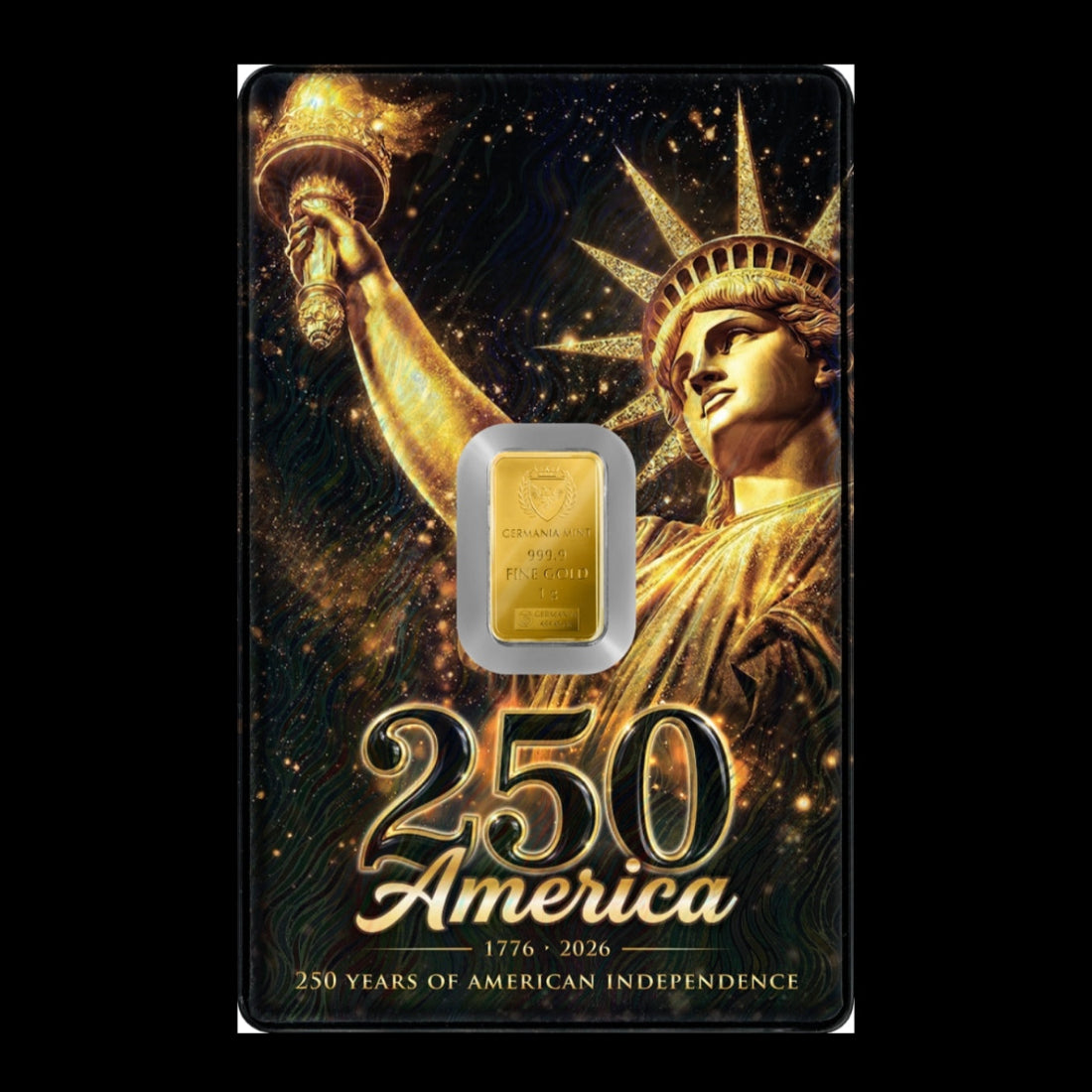 Goldbarren 1 Gramm Germania Mint im Blister 2026 - 250 Jahre USA Unabhängigkeit **