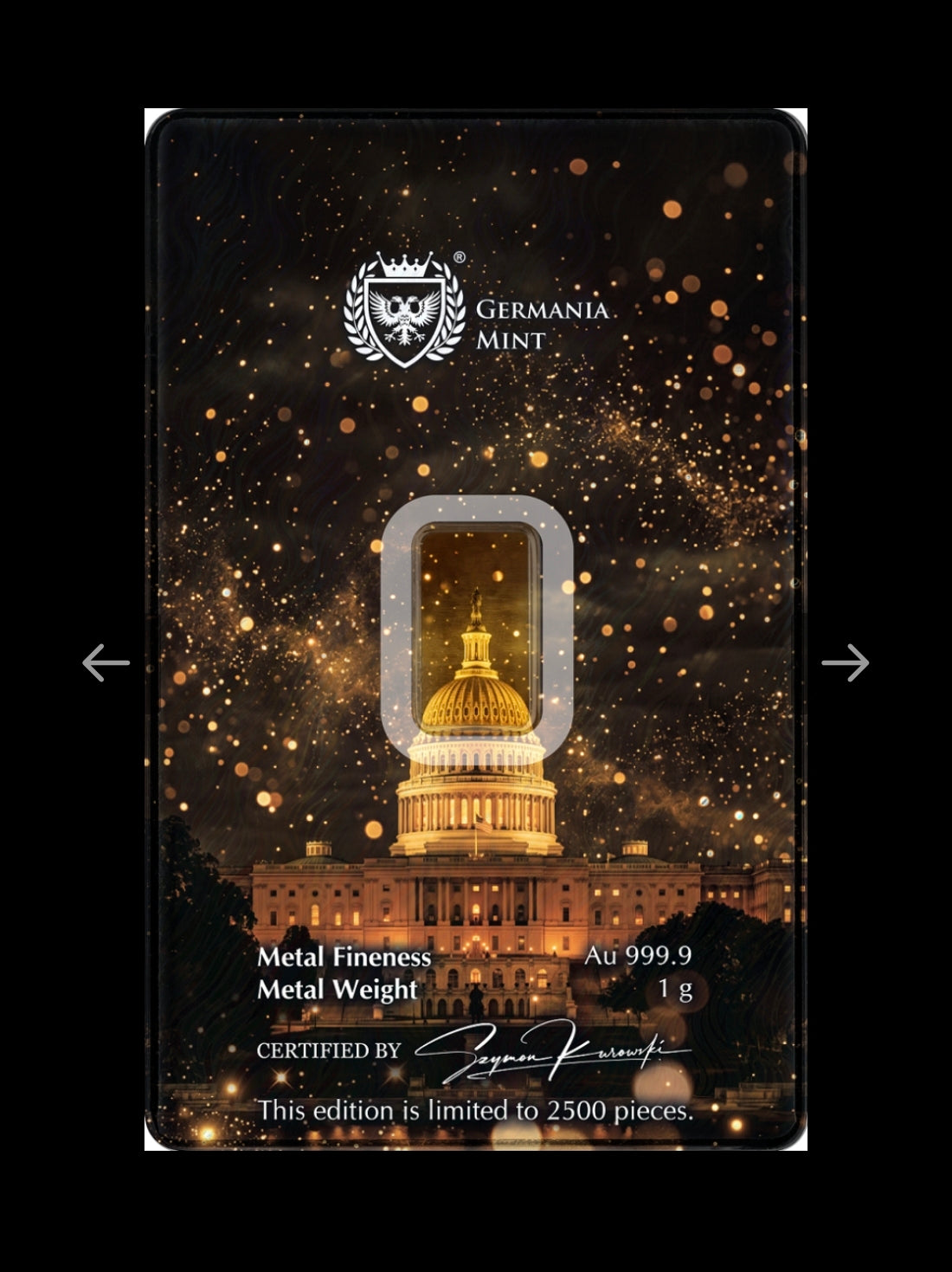 Goldbarren 1 Gramm Germania Mint im Blister 2026 - 250 Jahre USA Unabhängigkeit **