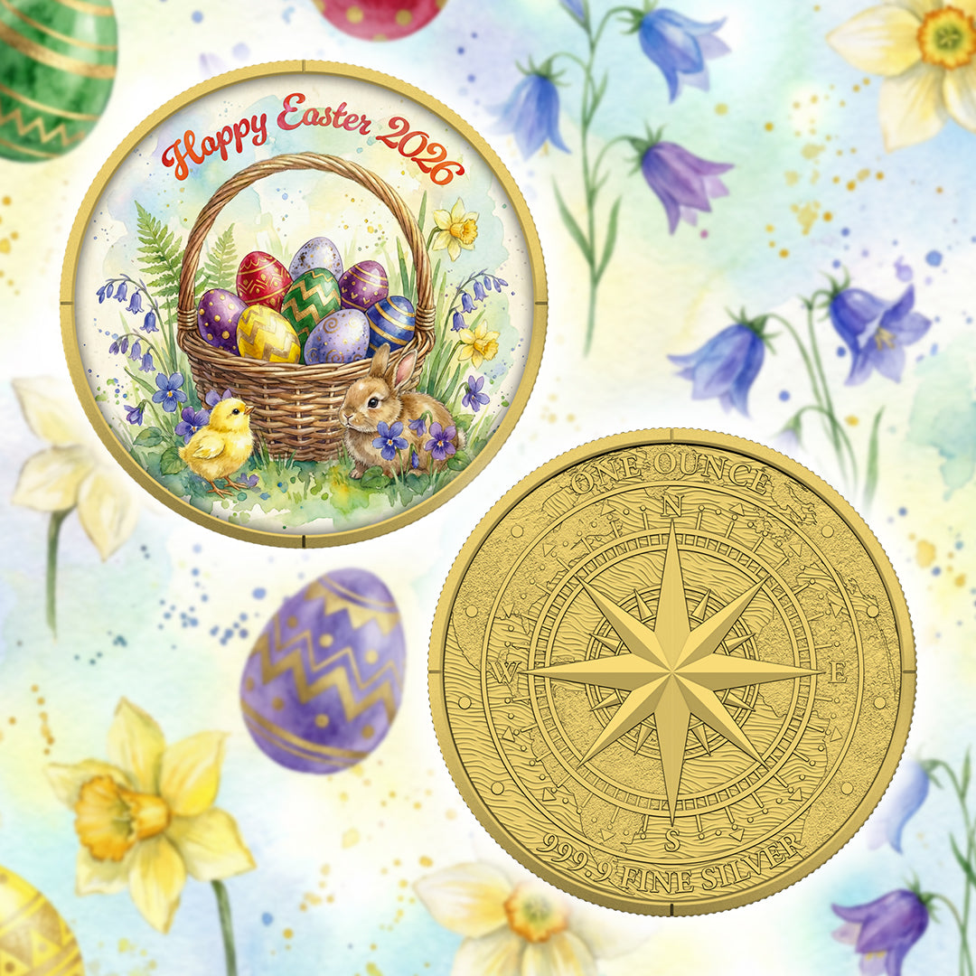 HAPPY EASTER 1 Oz Silber Germania Mint 2026 in Farbe