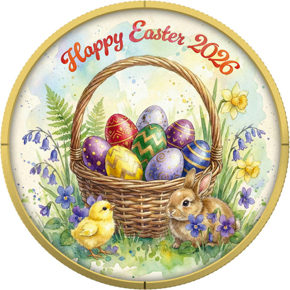 HAPPY EASTER 1 Oz Silber Germania Mint 2026 in Farbe