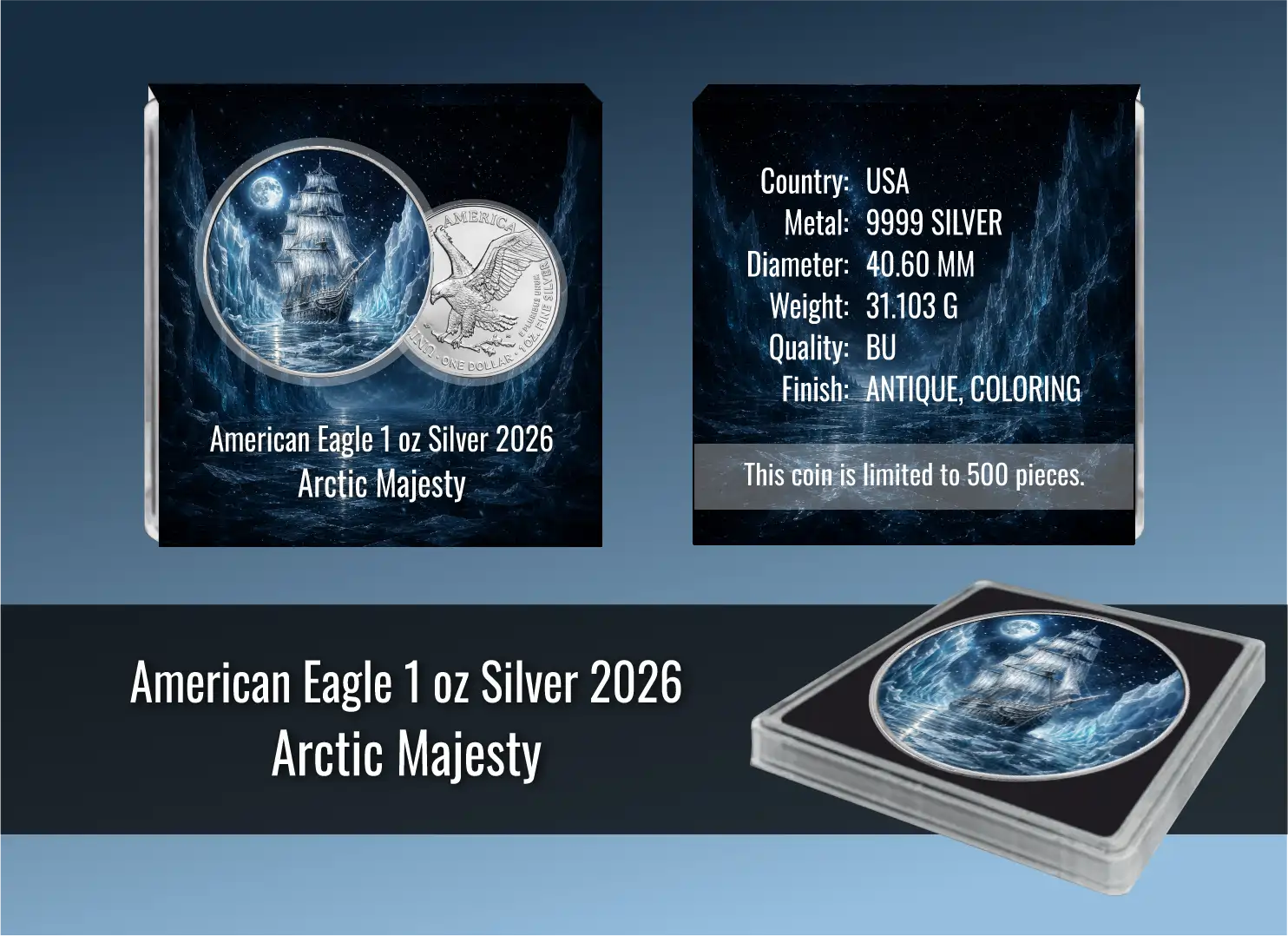 American Eagle 1 oz Silber 2026 Master of the seas Arctic Majesty
