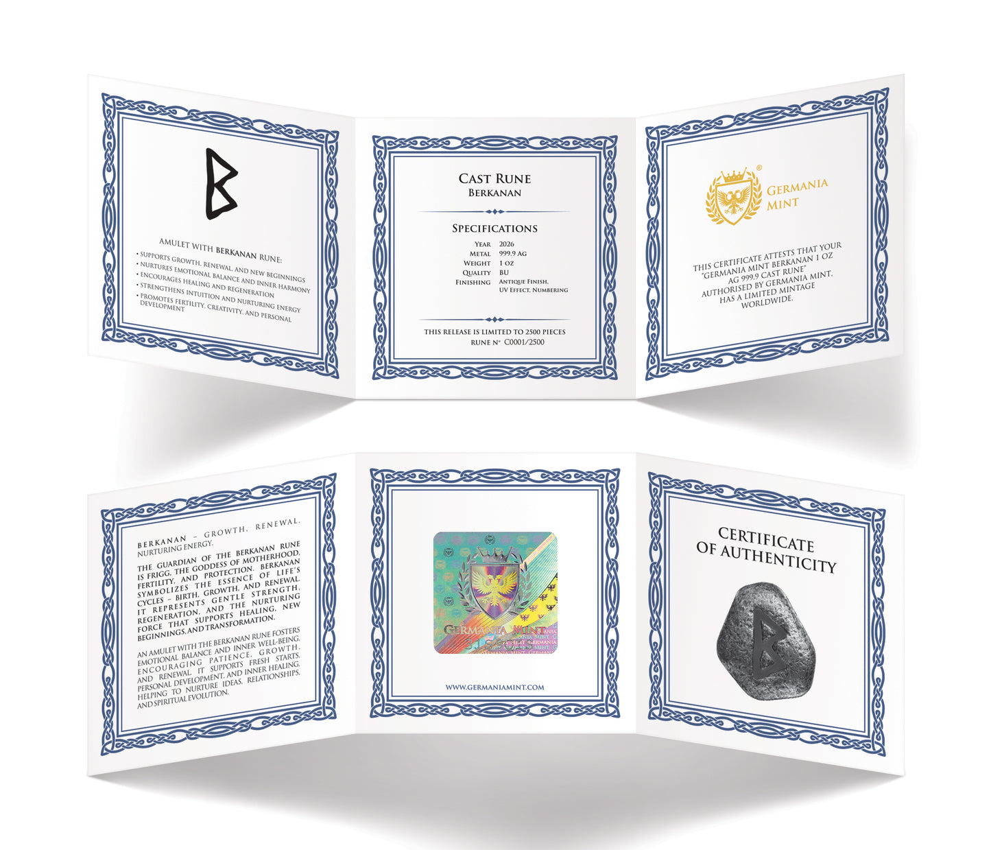Germania Mint 1 oz Silberbarren Runes Collection Hellblau: Berkanan