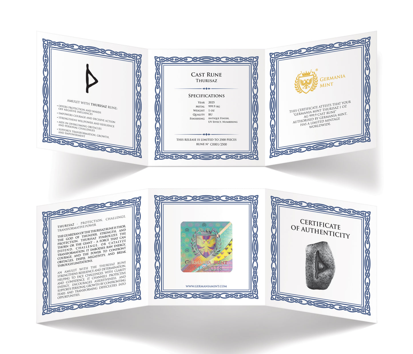 Germania Mint 1 oz Silberbarren Runes Collection Hellblau: Thurisaz