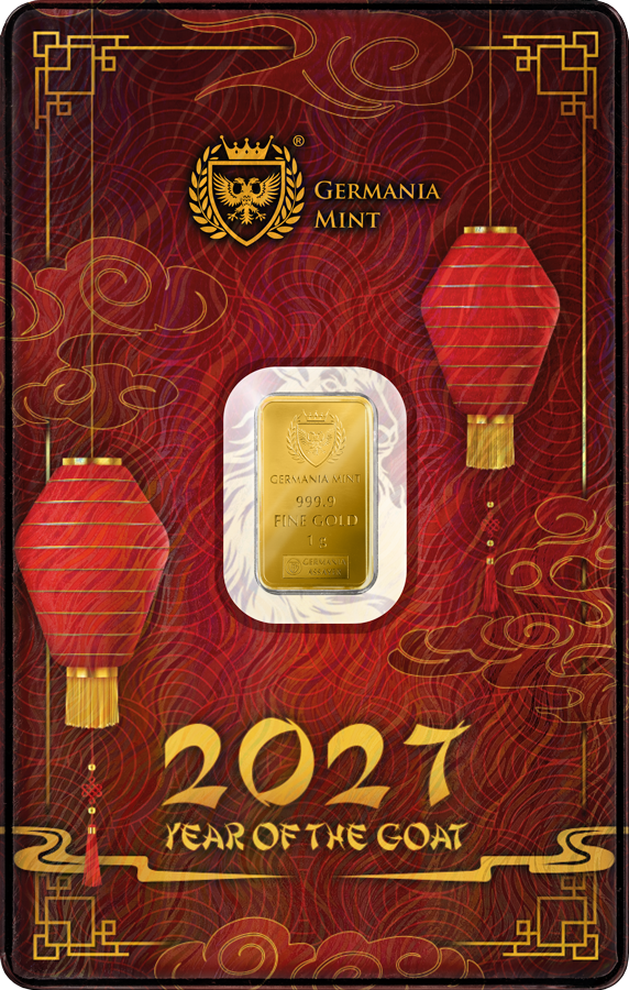 Goldbarren 1 Gramm Germania Mint Year of the Goat Ziege im Blister 2027
