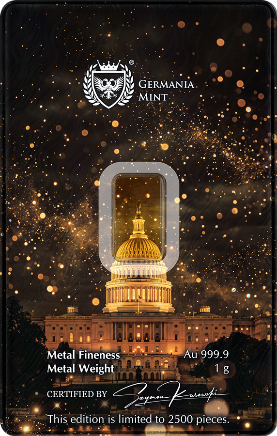 Goldbarren 1 Gramm Germania Mint im Blister 2026 - 250 Jahre USA Unabhängigkeit **