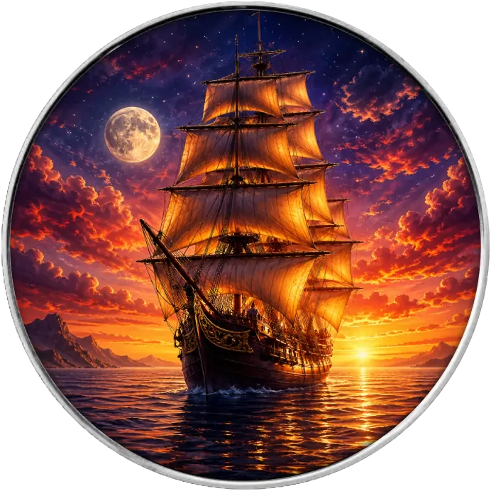 American Eagle 1 oz Silber 2025 Master of the seas Golden Horizon
