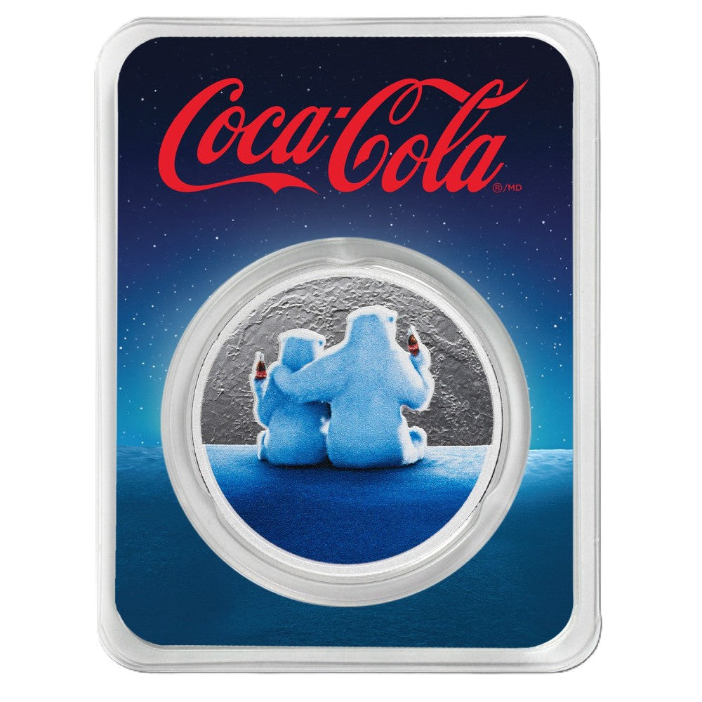 Coca-Cola Polar Bears 1 oz Silber Ag999 Proof-Like Color